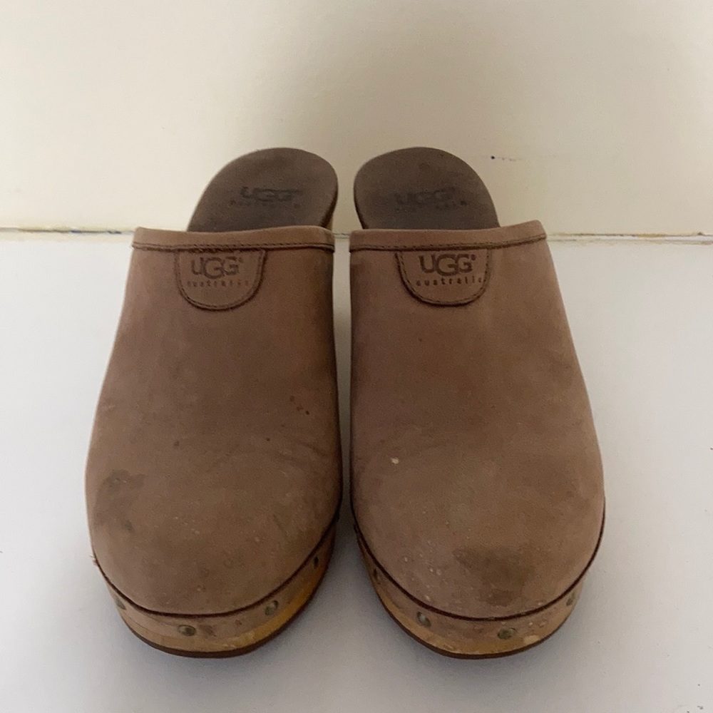 UGG Brown Leather Clogs Mule